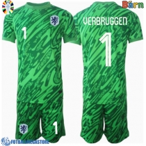 Fotballdrakt Barn Nederland Bart Verbruggen #1 Keeper Hjemmedraktsett EM 2024 Kortermet (+ Korte bukser)